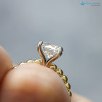 Beaded Diamond Engagement Ring Two-Toned Mixed Metal Solitaire ring - DisneyValley 