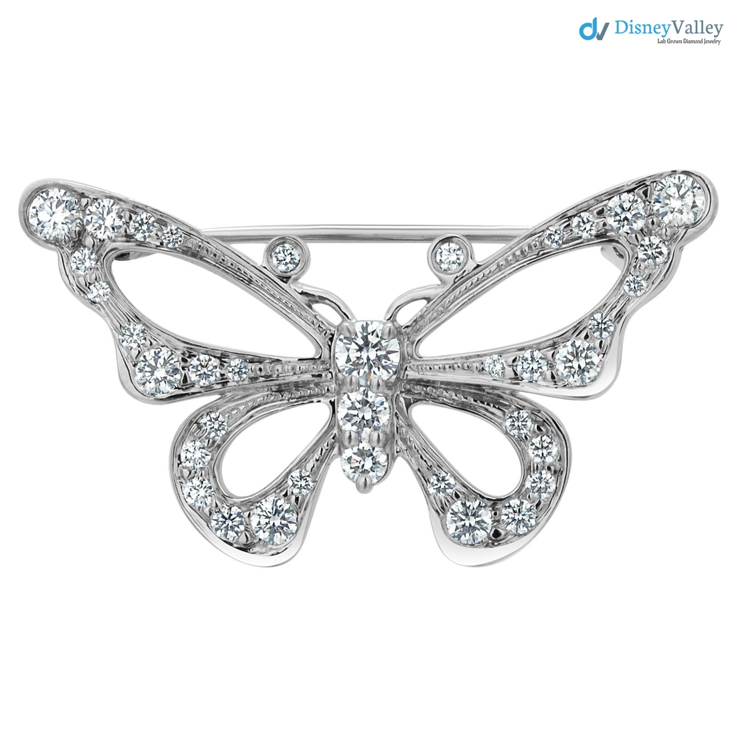 Vintage Butterfly with round cut moissanite Diamond Brooch