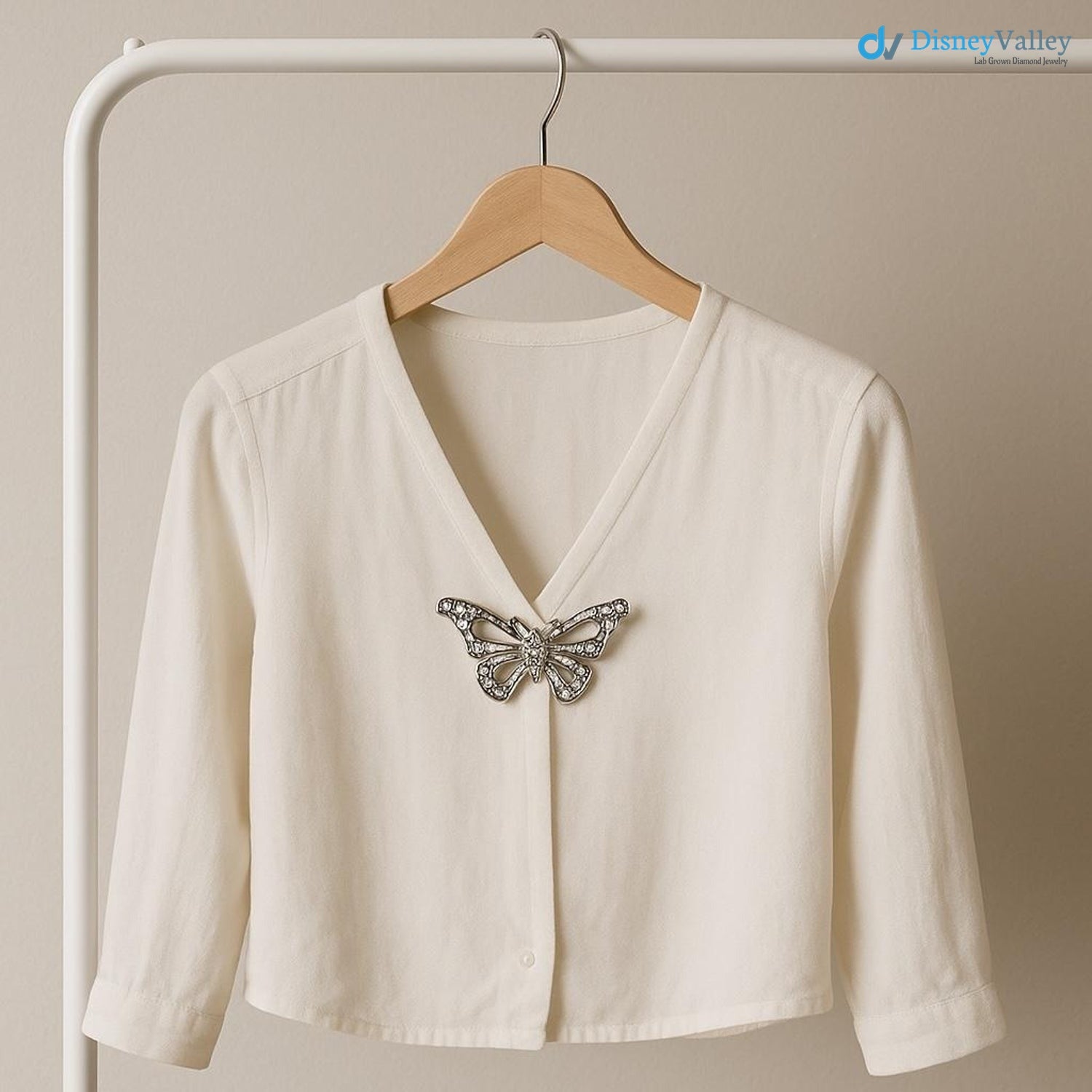 Vintage Butterfly with round cut moissanite Diamond Brooch