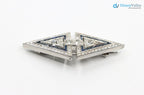 Art Deco dual triangle white Diamond and blue bu Brooch Pin