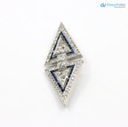 Art Deco dual triangle white Diamond and blue bu Brooch Pin
