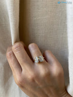 Bezel Lab Diamond Moi et Toi Ring, 2 Carat Emerald Cut Diamond Ring - DisneyValley 