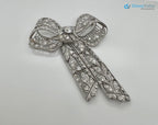 Vintage leaves with bow pin round diamond moissanite brooch