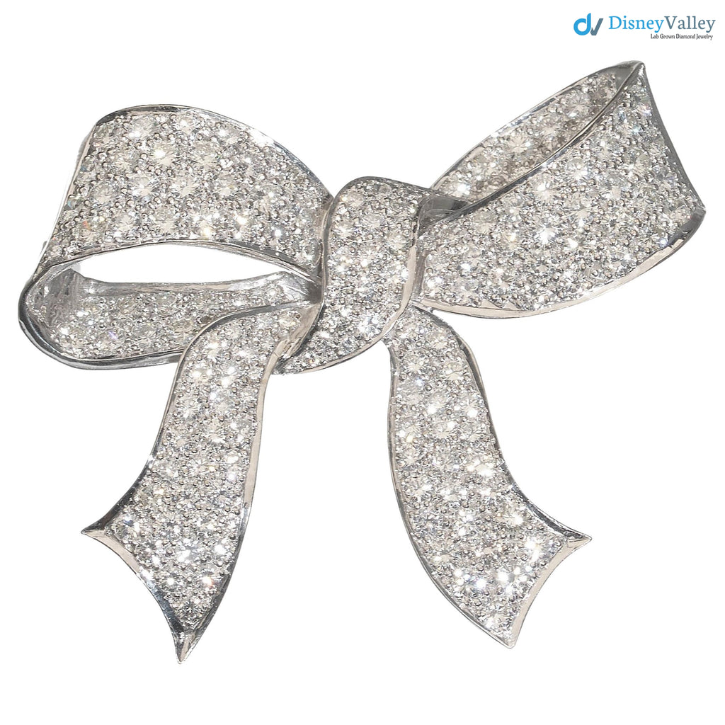 Edwardian Style Gothic Diamond and 925 sterling silver Bow Brooch