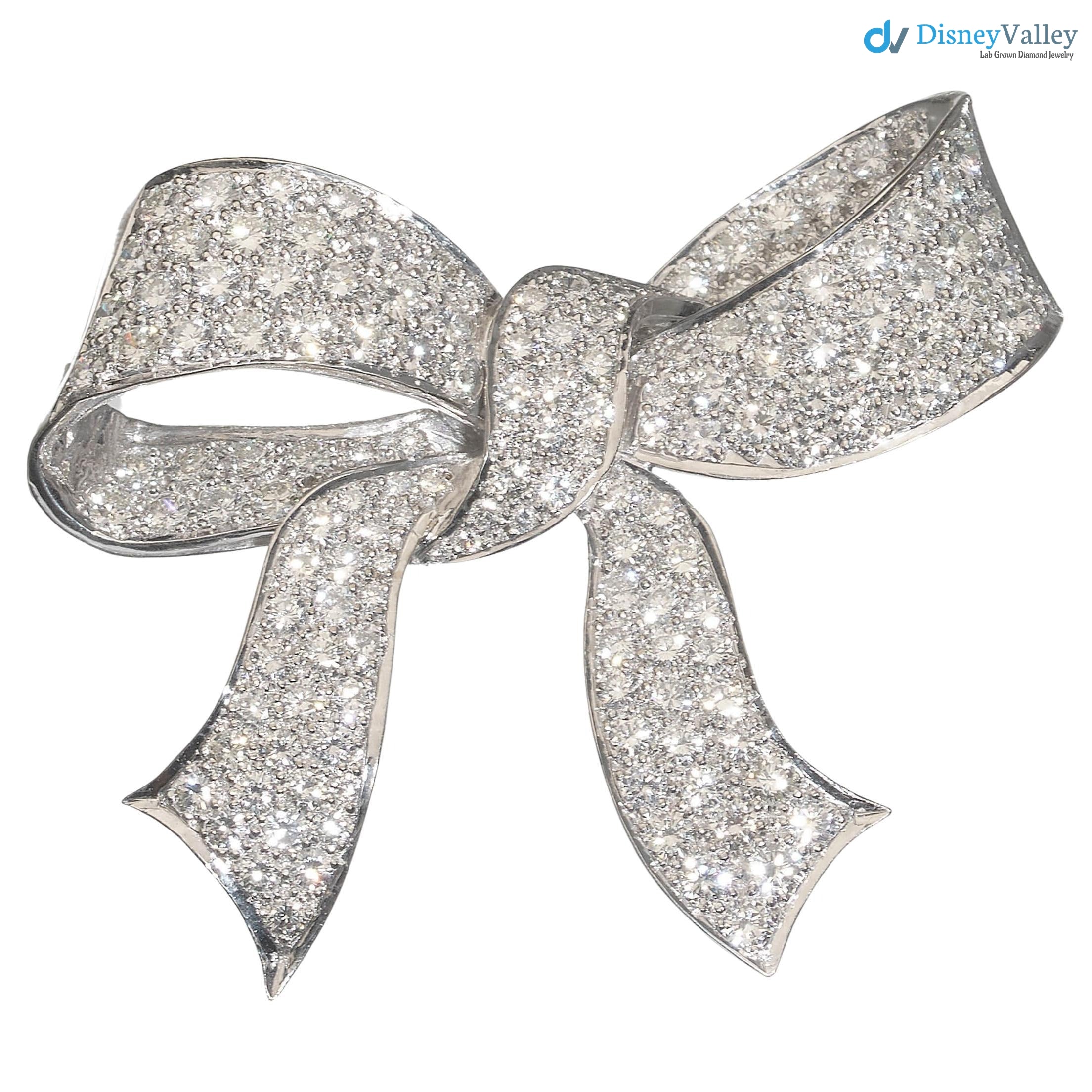 Edwardian Style Gothic Diamond and 925 sterling silver Bow Brooch