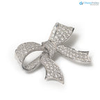 Edwardian Style Gothic Diamond and 925 sterling silver Bow Brooch