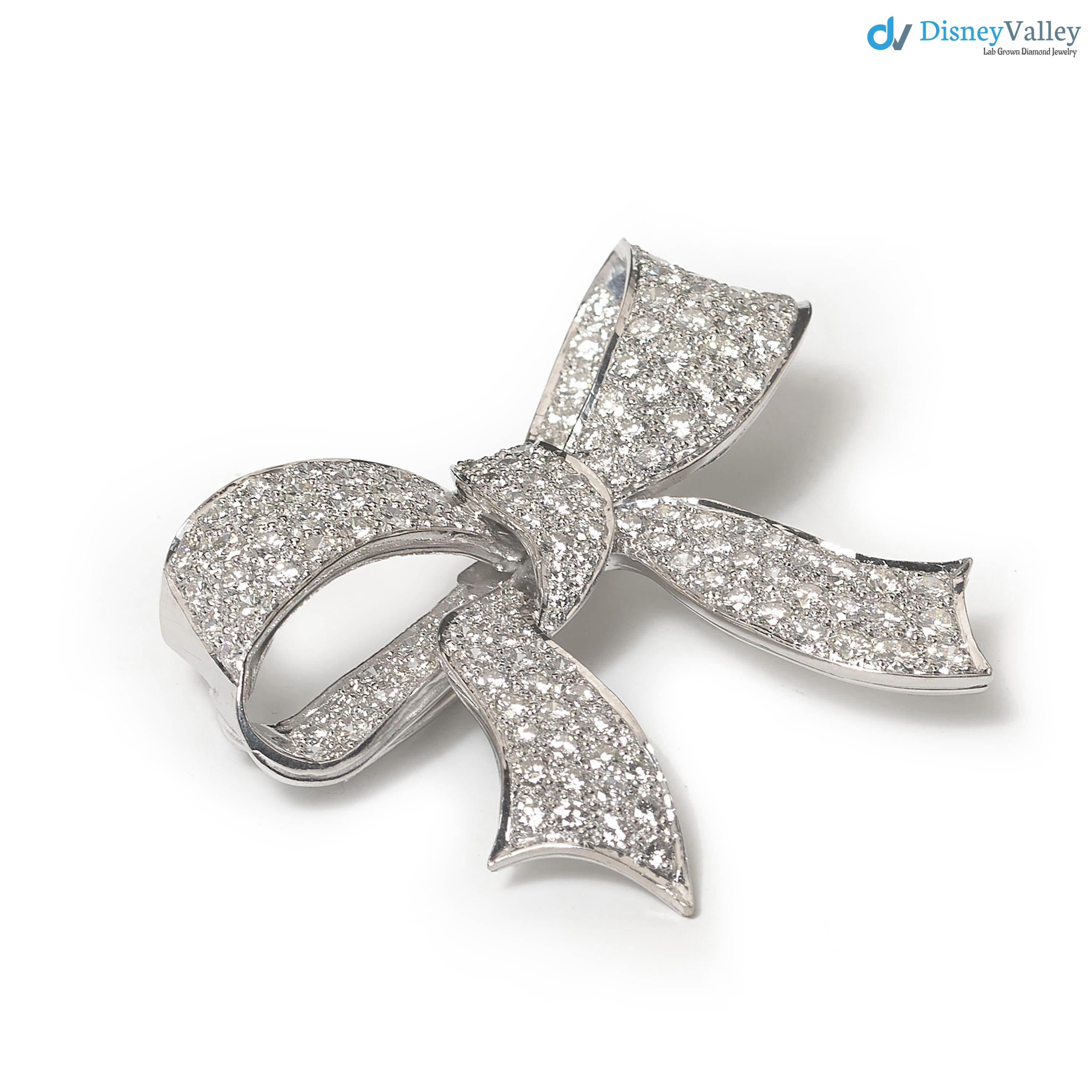 Edwardian Style Gothic Diamond and 925 sterling silver Bow Brooch