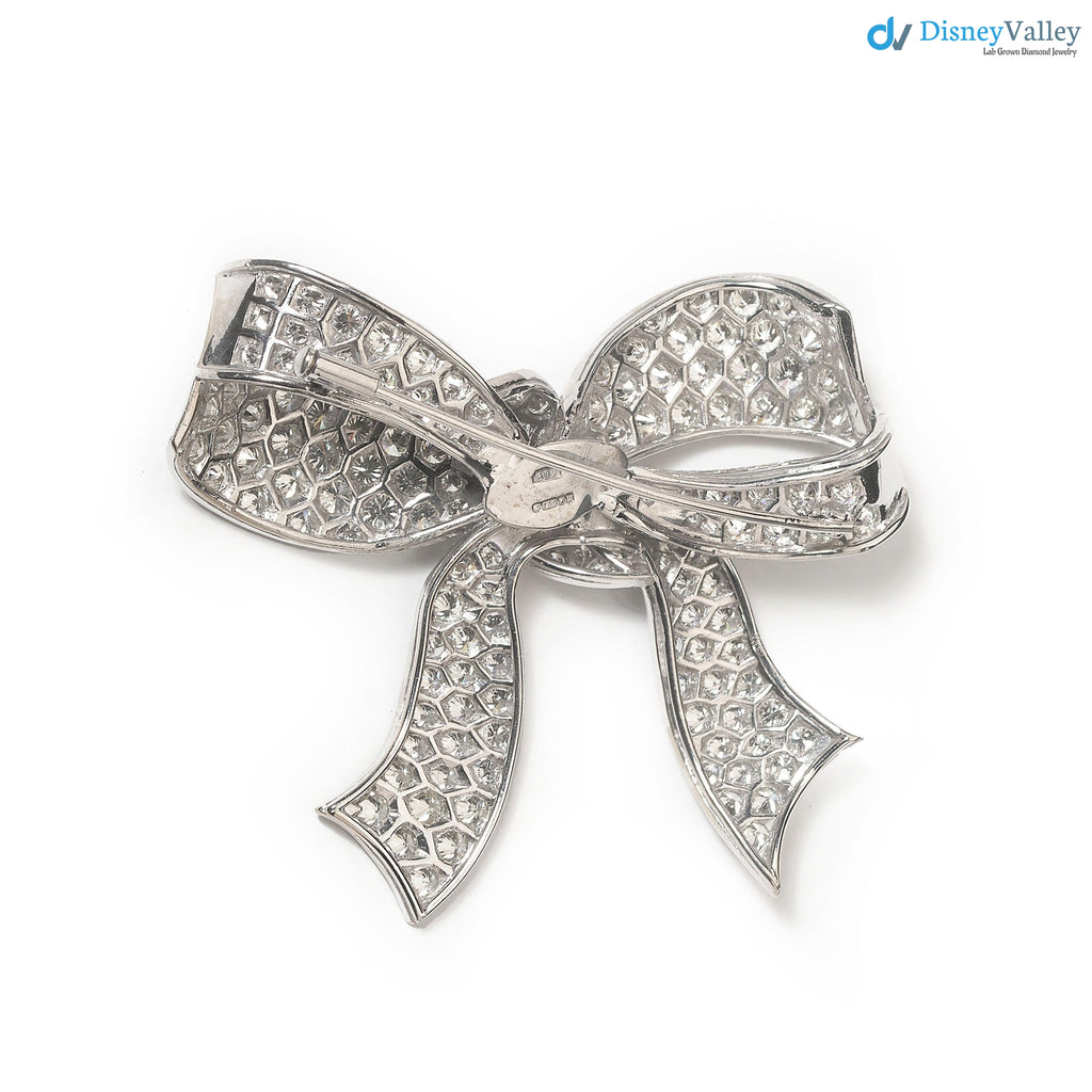 Edwardian Style Gothic Diamond and 925 sterling silver Bow Brooch