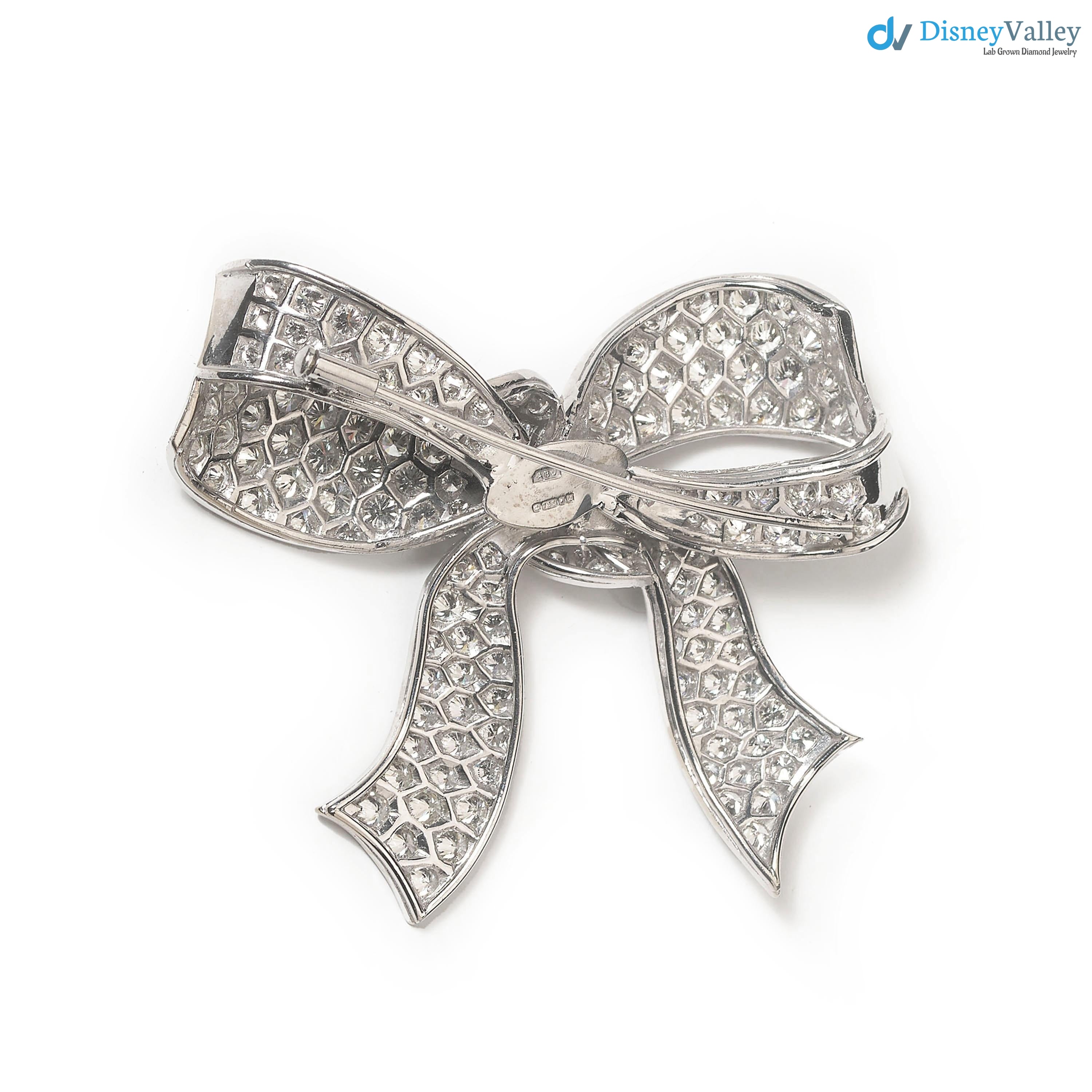 Edwardian Style Gothic Diamond and 925 sterling silver Bow Brooch