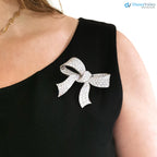 Edwardian Style Gothic Diamond and 925 sterling silver Bow Brooch