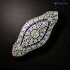 Art Deco Edwardian Diamond and Sapphire Pierced Brooch