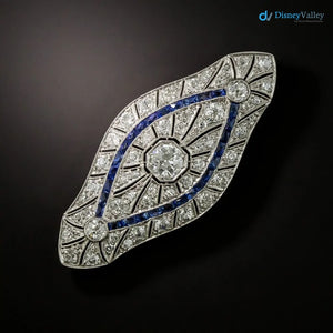 Art Deco Edwardian Diamond and Sapphire Pierced Brooch