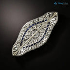 Art Deco Edwardian Diamond and Sapphire Pierced Brooch