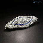 Art Deco Edwardian Diamond and Sapphire Pierced Brooch