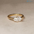 Marquise Cut East To West Set Lab Grown Diamond Solitaire Ring - DisneyValley 