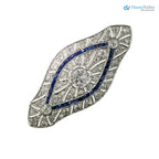 Art Deco Edwardian Diamond and Sapphire Pierced Brooch