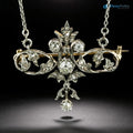 French Belle European cut Diamond Scroll Necklace/Brooch