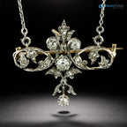 French Belle European cut Diamond Scroll Necklace/Brooch