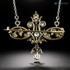 French Belle European cut Diamond Scroll Necklace/Brooch