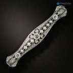 Art Deco Diamond and Pearl Filigree Bar Pin silver brooch