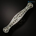 Art Deco Diamond and Pearl Filigree Bar Pin silver brooch