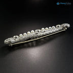 Art Deco Diamond and Pearl Filigree Bar Pin silver brooch