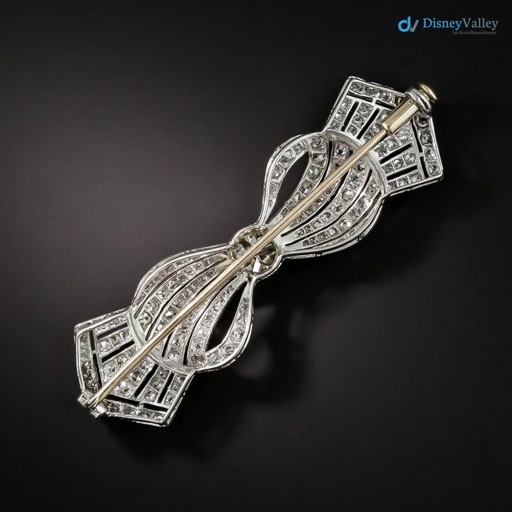 Late Edwardian/Art Deco shining European-cut Diamond Bow Brooch