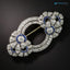 French Art Deco Diamond and Sapphire* Floral Circles Brooch