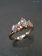 Marquise Diamond Unique Engagement Ring in Solid Rose Gold - DisneyValley 