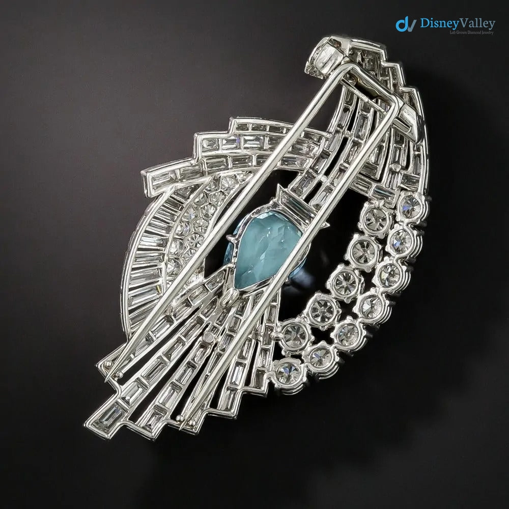 Mid-Century 6 Carat Total Weight Diamond and Aquamarine Spray Brooch