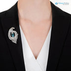 Mid-Century 6 Carat Total Weight Diamond and Aquamarine Spray Brooch