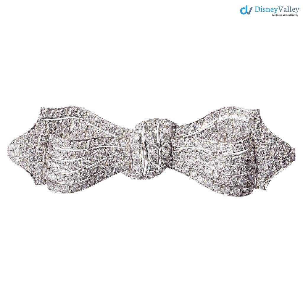 Antique Diamond and 925 sterling silver Bow Brooch