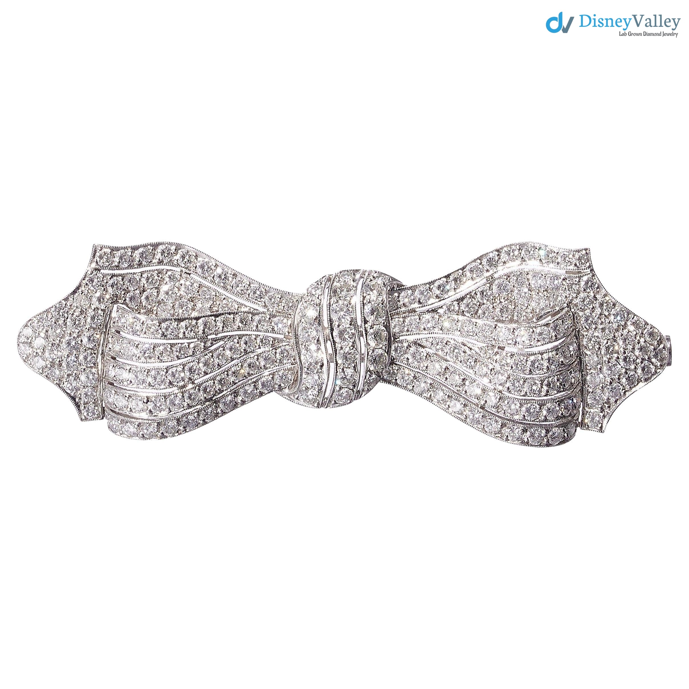 Antique Diamond and 925 sterling silver Bow Brooch