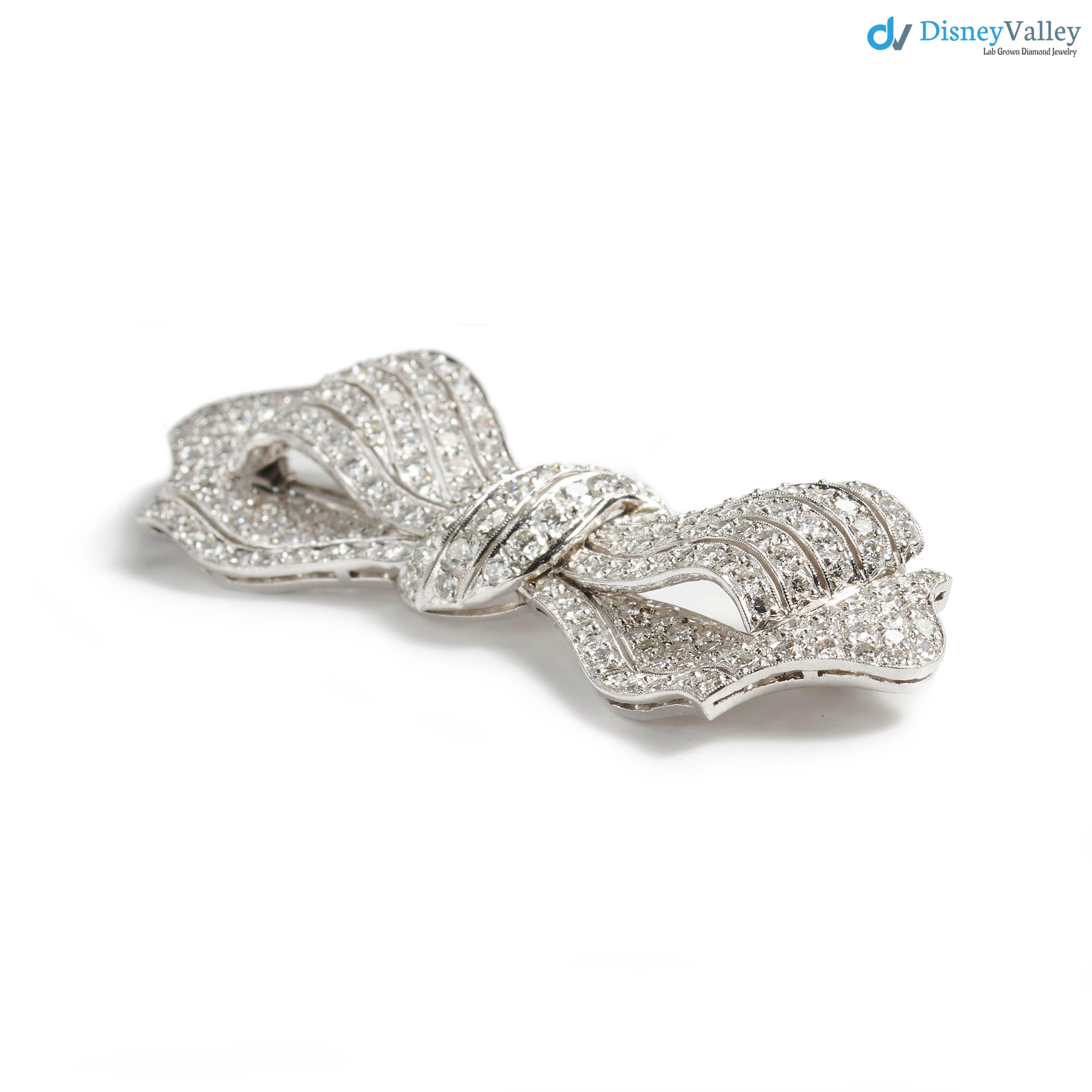 Antique Diamond and 925 sterling silver Bow Brooch