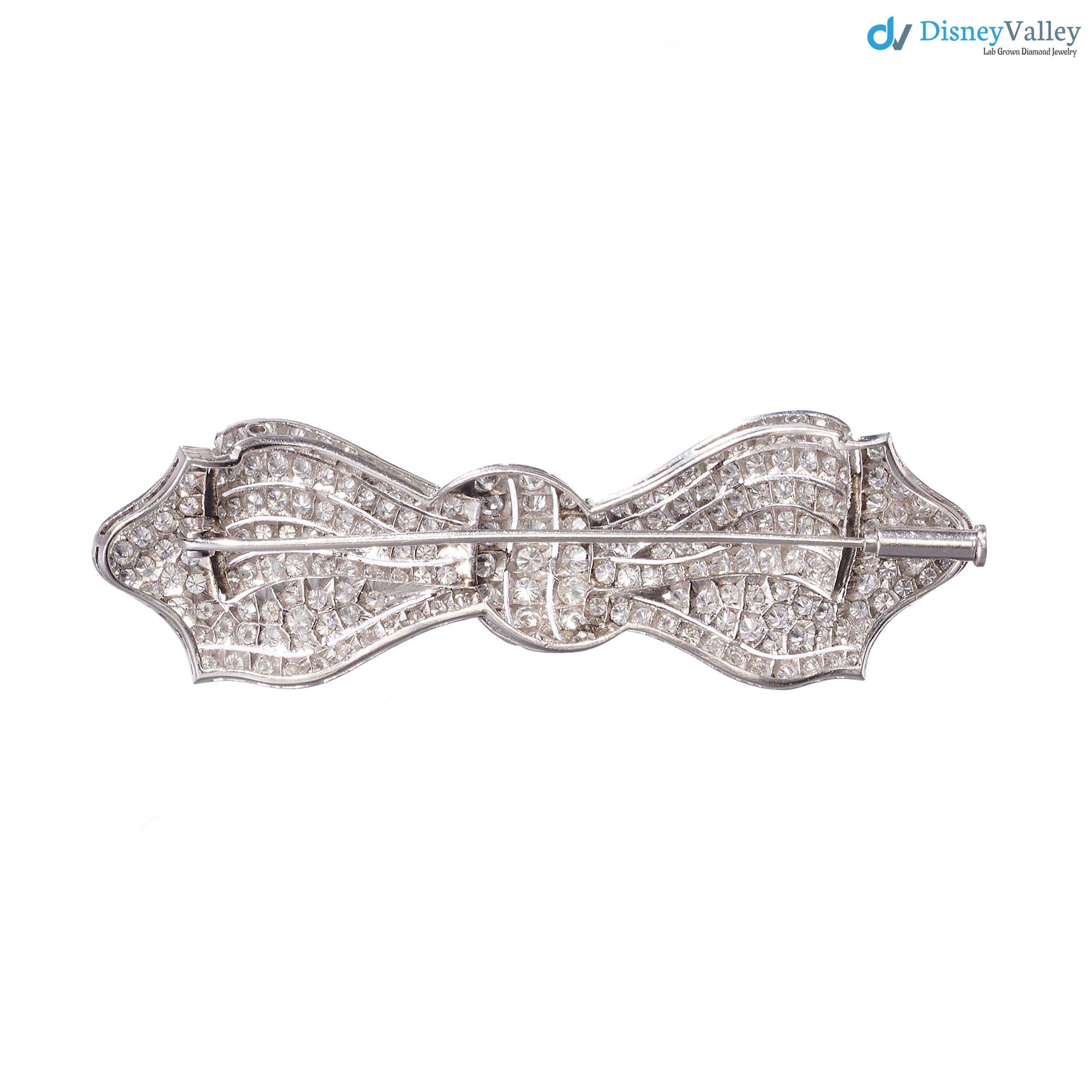 Antique Diamond and 925 sterling silver Bow Brooch