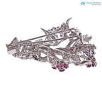 Vintage art deco Ruby Sapphire Diamond silver Flower Basket Brooch