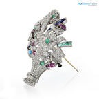 Edwardian flower basket with ruby and sapphire diamond brooch