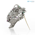 Edwardian flower basket with ruby and sapphire diamond brooch