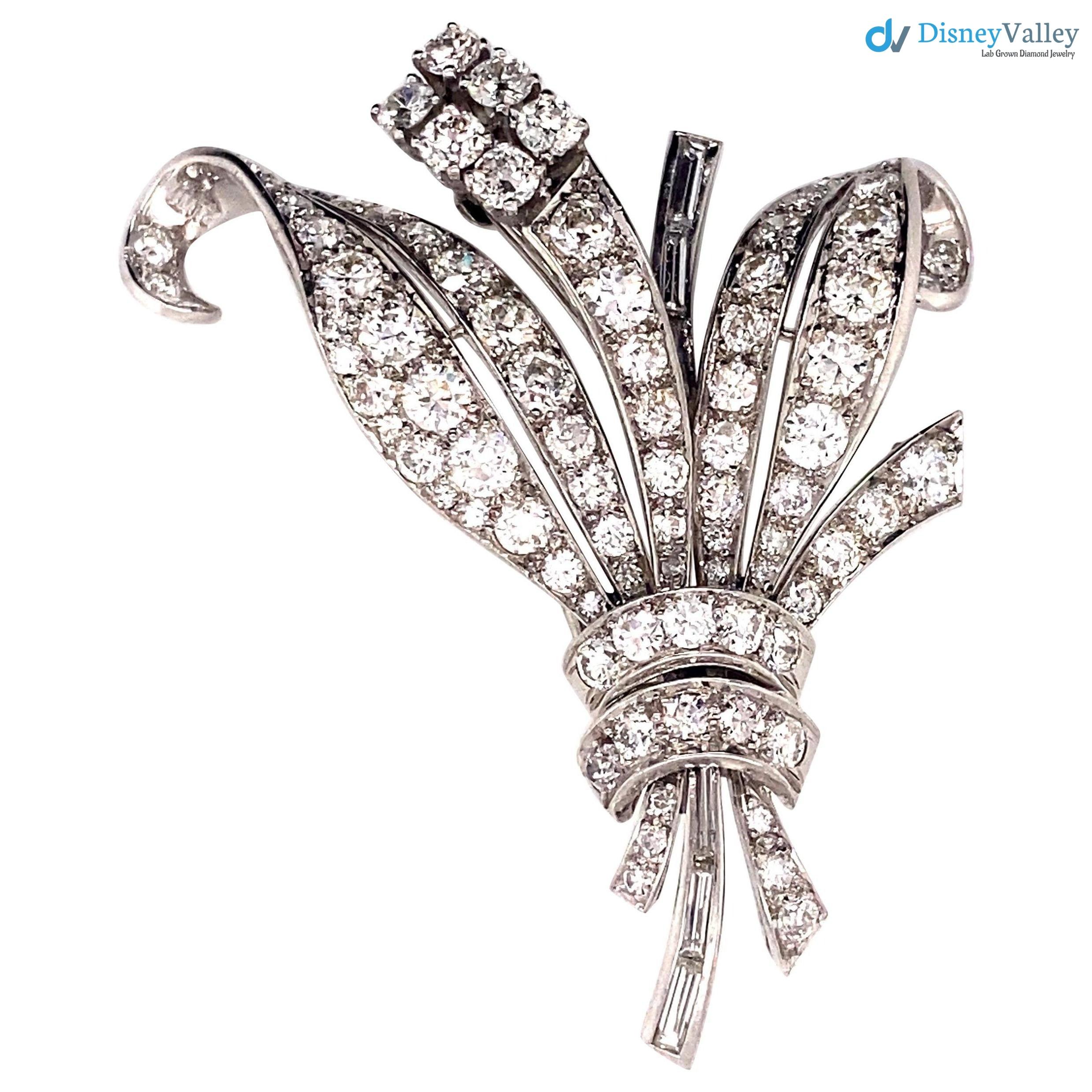 Art Deco Flower Bouquet diamond with silver brooch