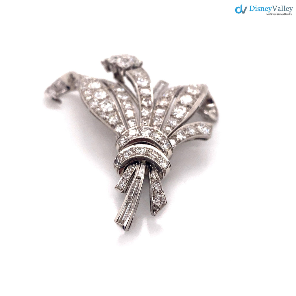 Art Deco Flower Bouquet diamond with silver brooch