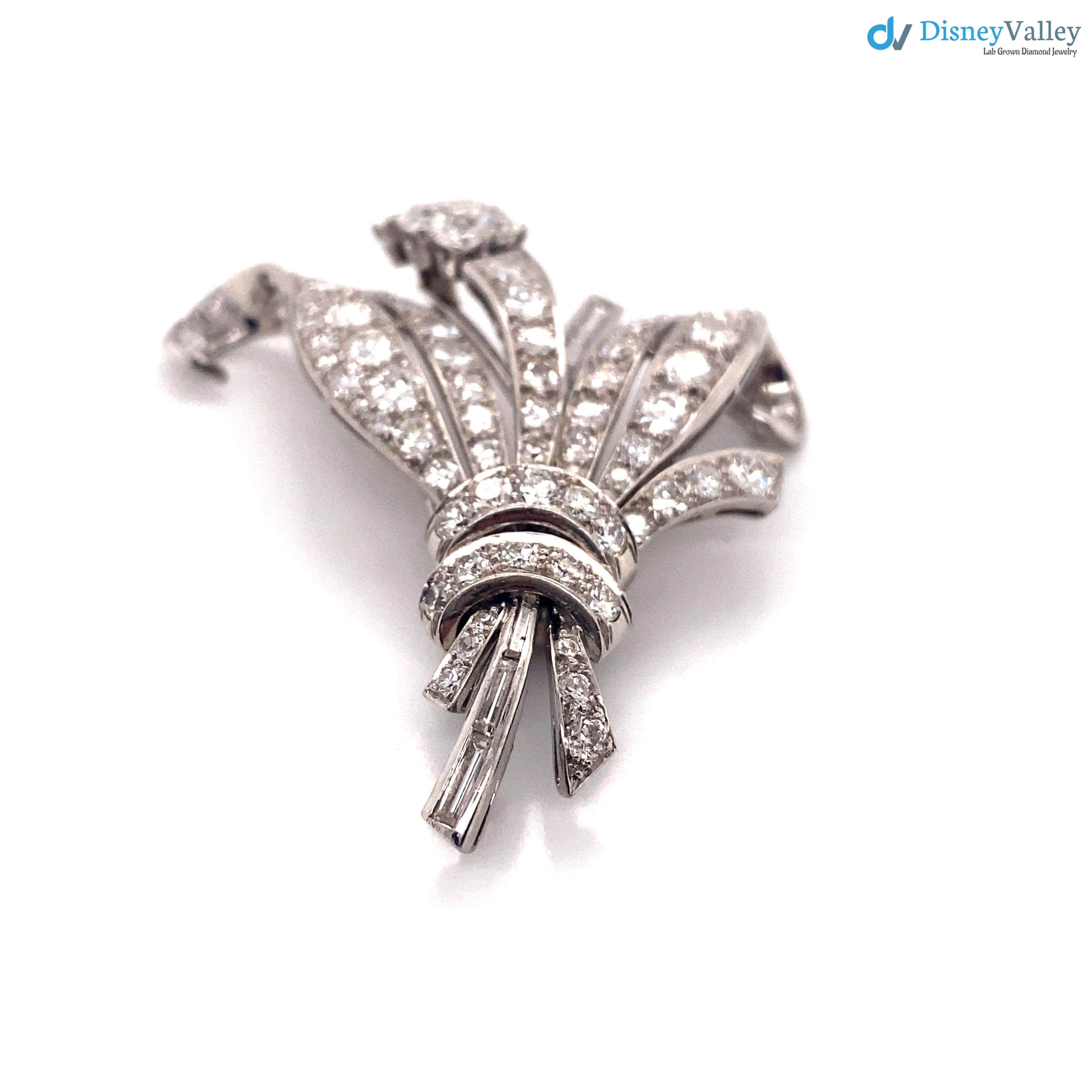 Art Deco Flower Bouquet diamond with silver brooch