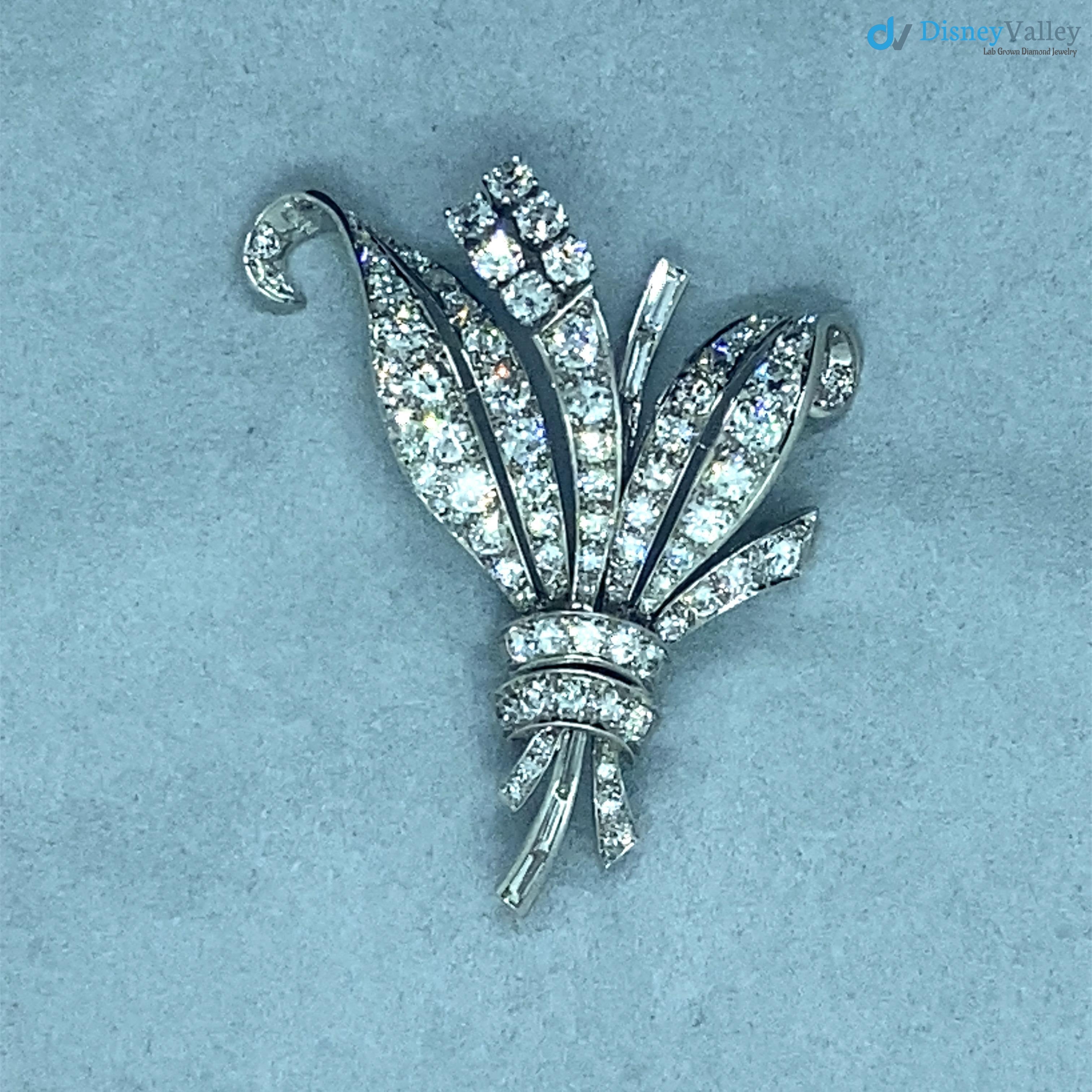 Art Deco Flower Bouquet diamond with silver brooch