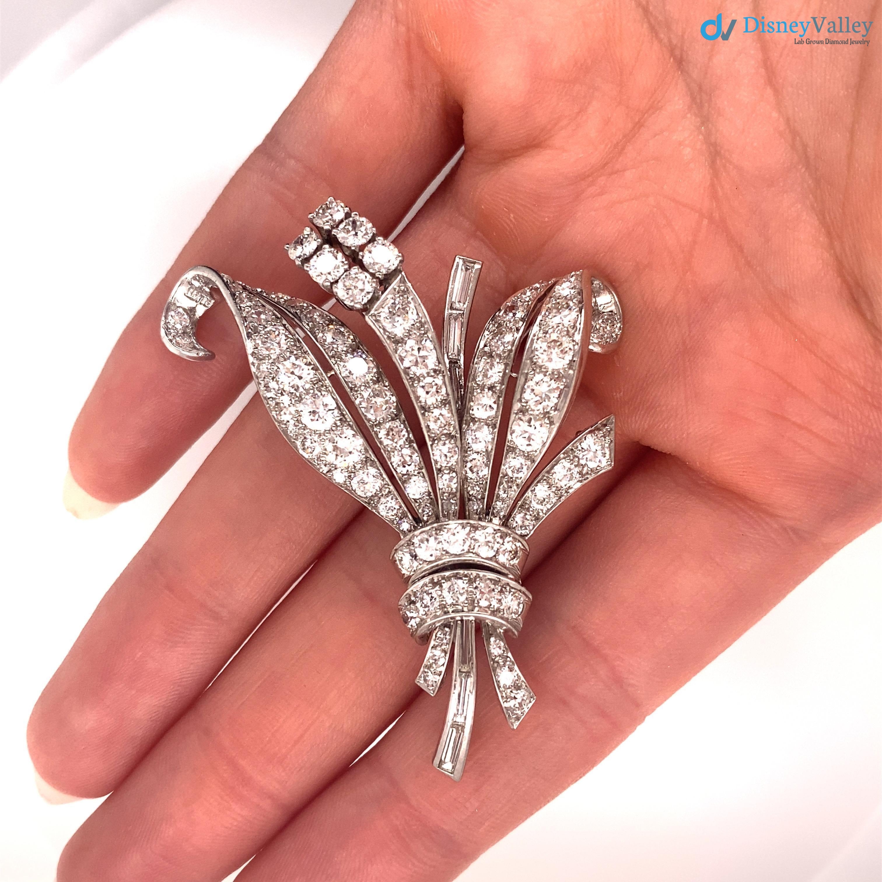 Art Deco Flower Bouquet diamond with silver brooch