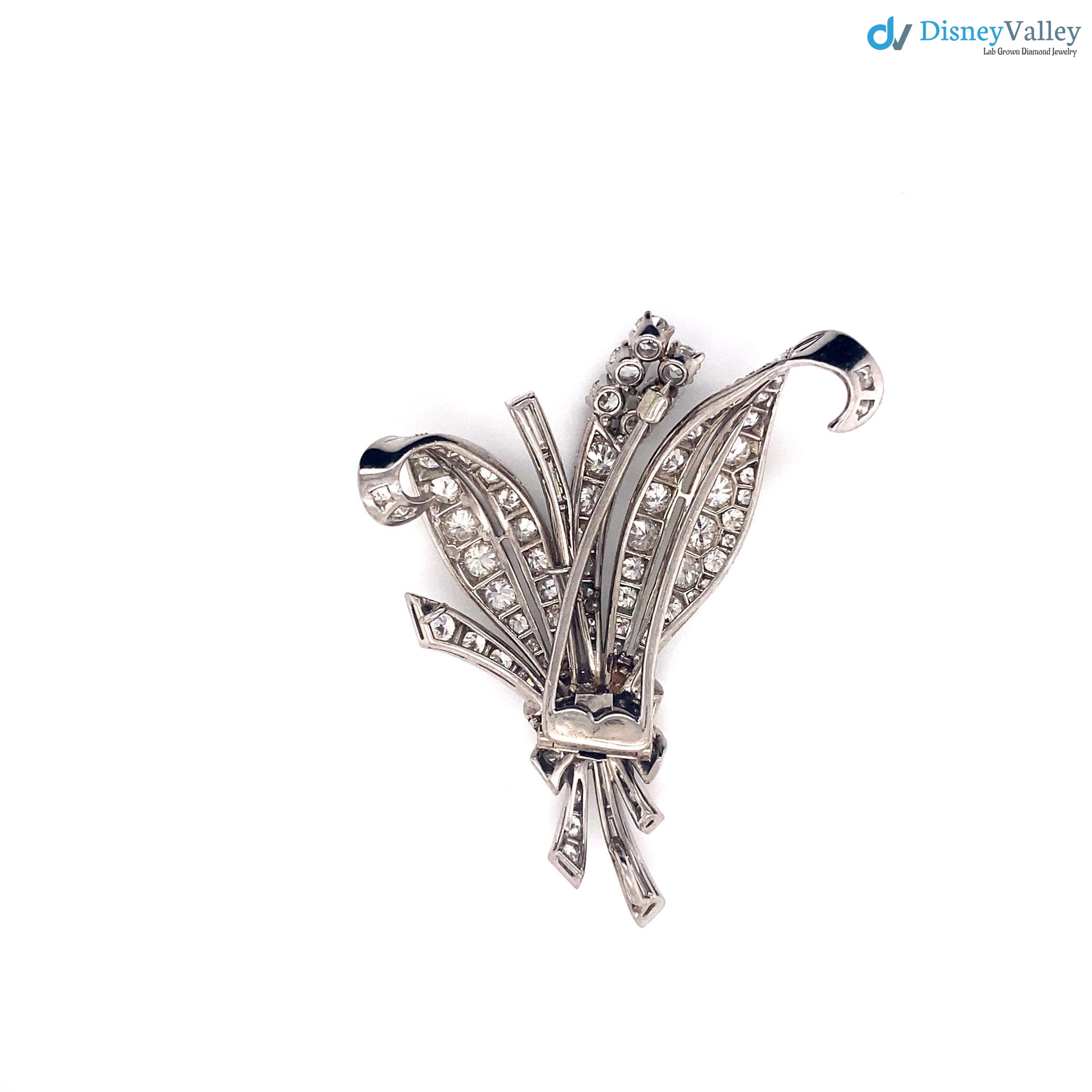 Art Deco Flower Bouquet diamond with silver brooch