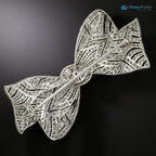 Large French Belle Round Diamond 925 sterling silver Bow Brooch