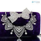 Large French Belle Round Diamond 925 sterling silver Bow Brooch