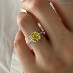 2 Carat Cushion Fancy Yellow Lab Grown Diamond Engagement Ring - DisneyValley 