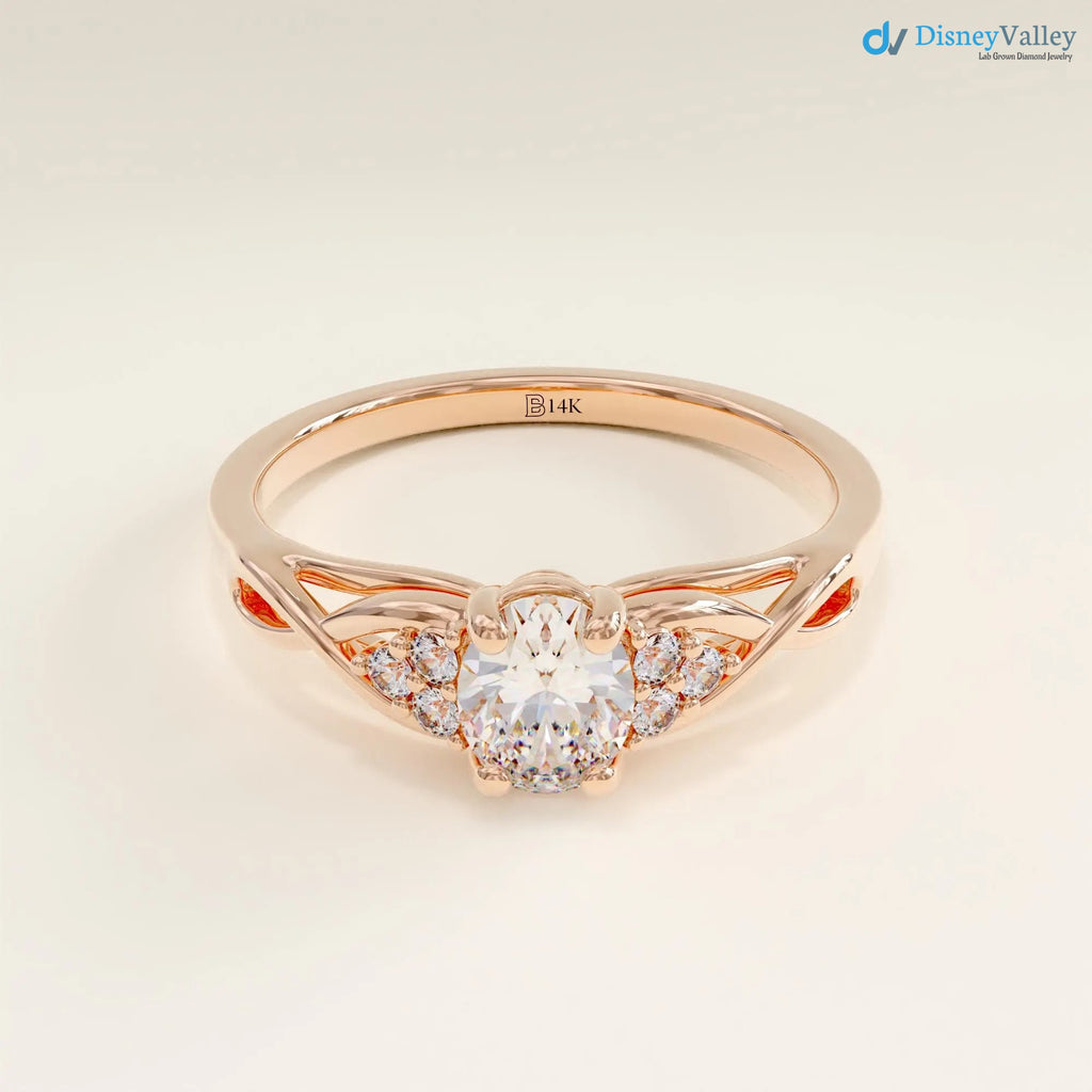 Women's Gold Oval Minimalist Solitaire Ring Simple Proposal Engagement Ring - DisneyValley 