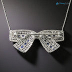 Art Deco Diamond and Sapphire Bow Pendant/Brooch
