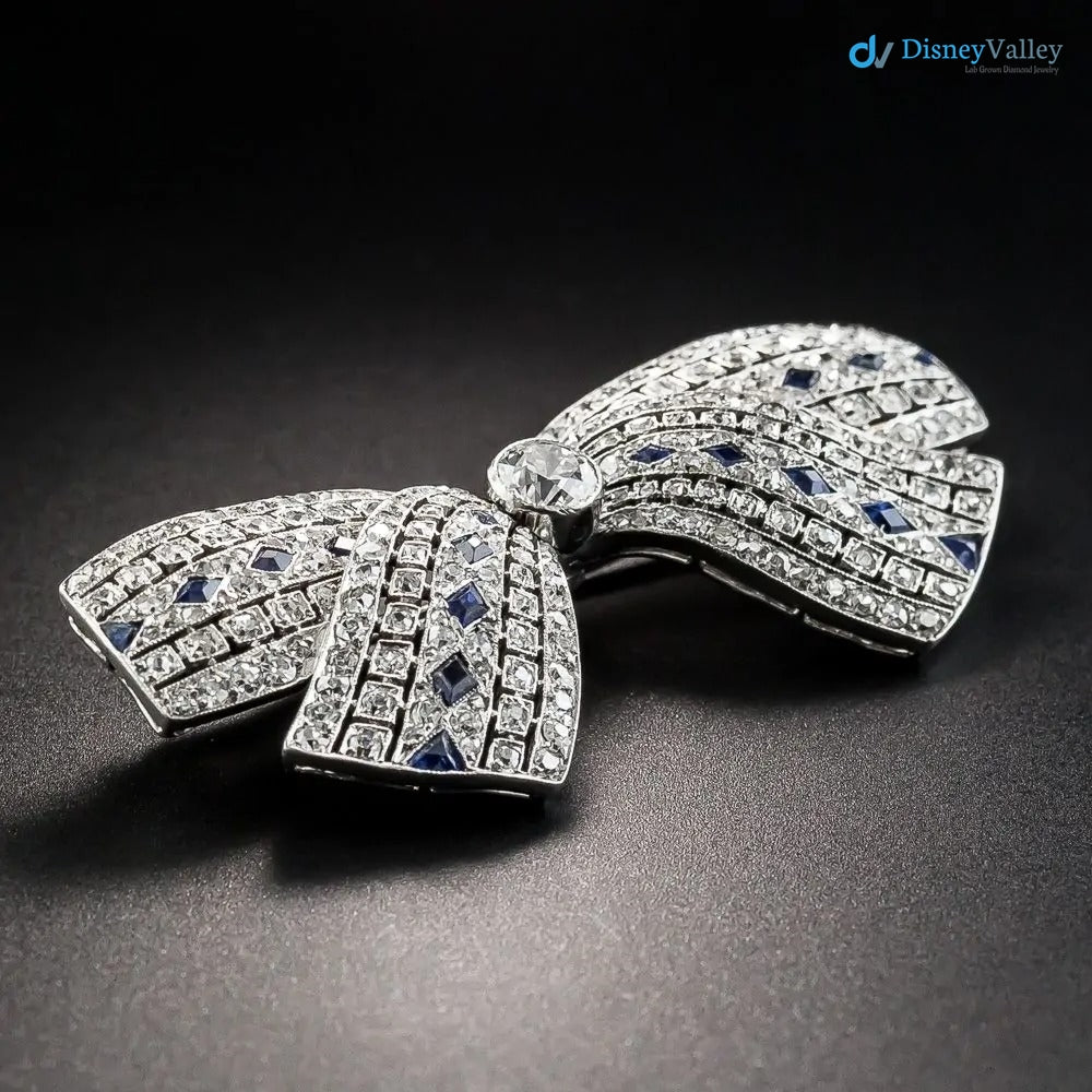 Art Deco Diamond and Sapphire Bow Pendant/Brooch